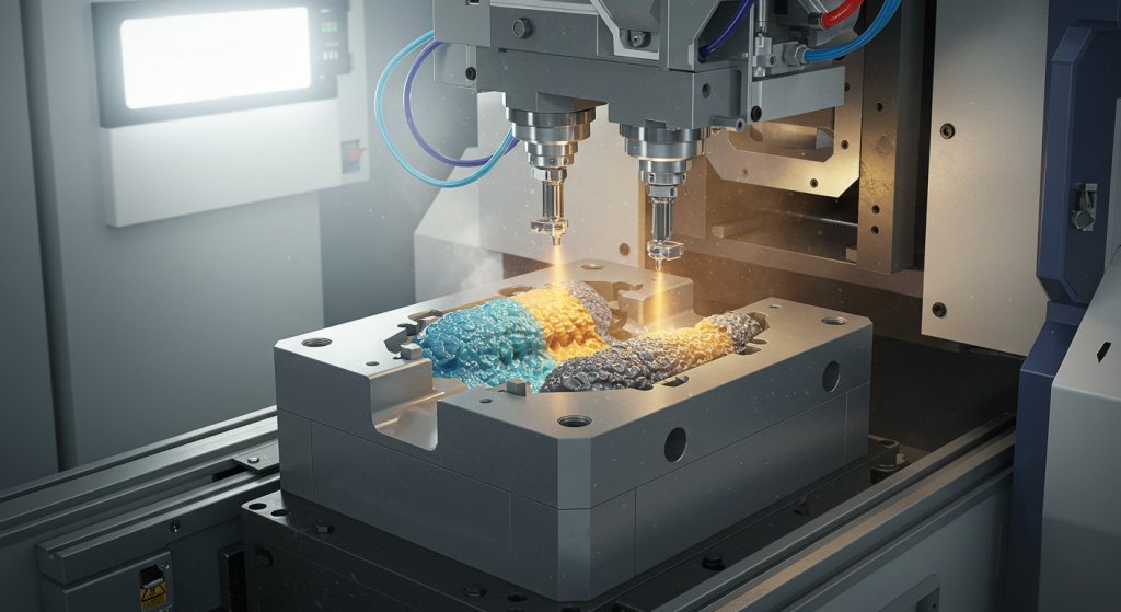 single-cycle dual material mold production