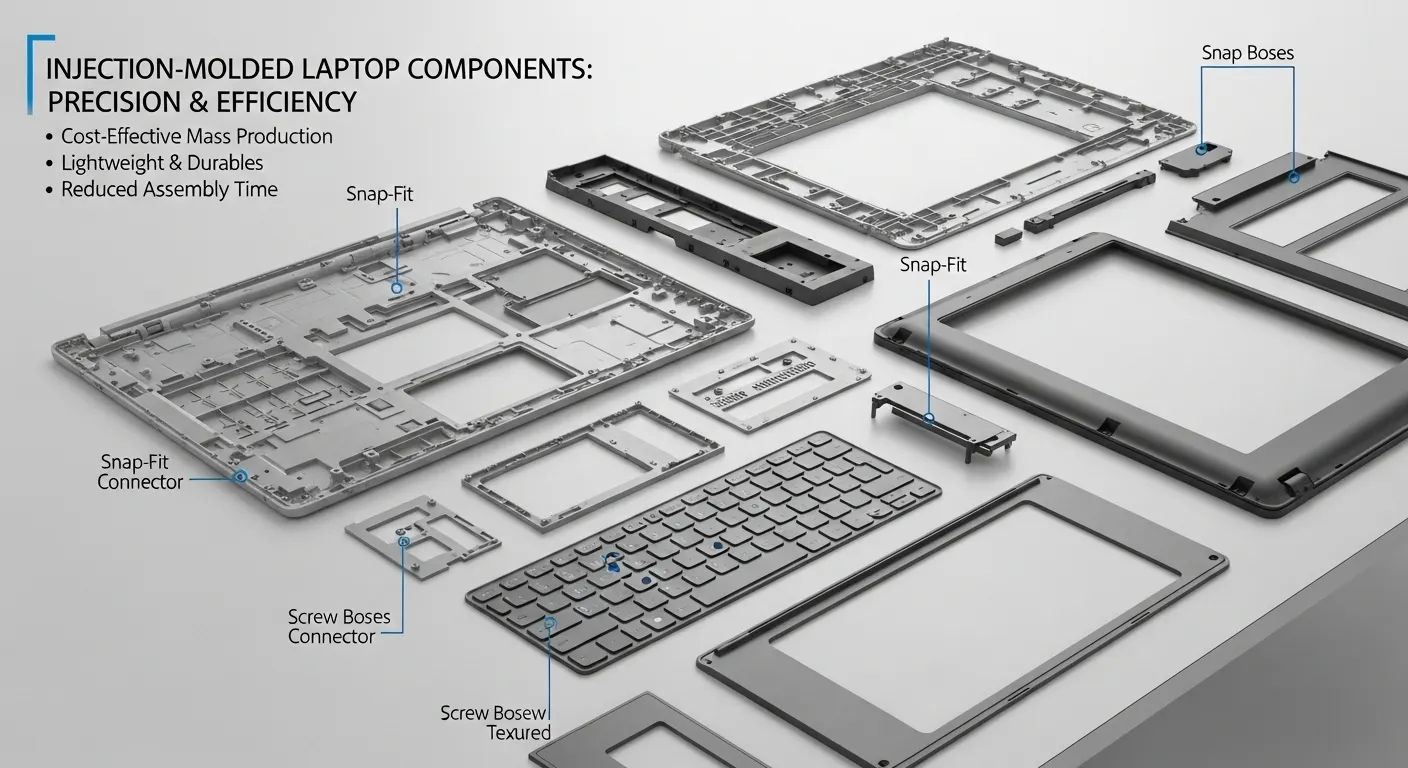 Injection molded laptop parts