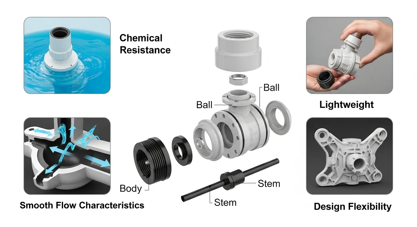 Injection molded valve parts